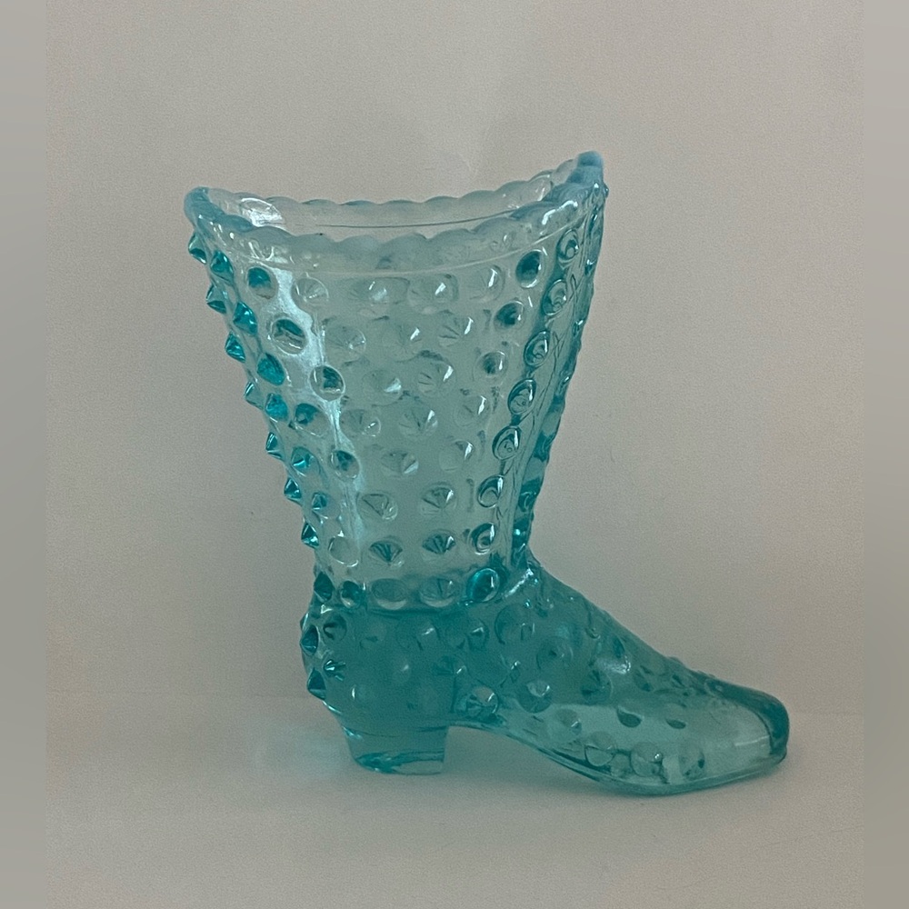 Vintage Fenton Aquamarine Hobnail High Heel Boot